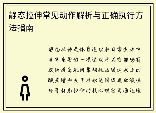 静态拉伸常见动作解析与正确执行方法指南